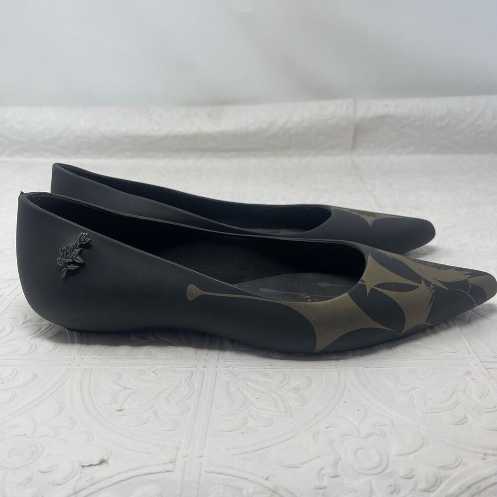 Melissa x Disney Villains Black Gold Cruella de Vil Slip On Flat Shoes Size 6 - Picture 4 of 7